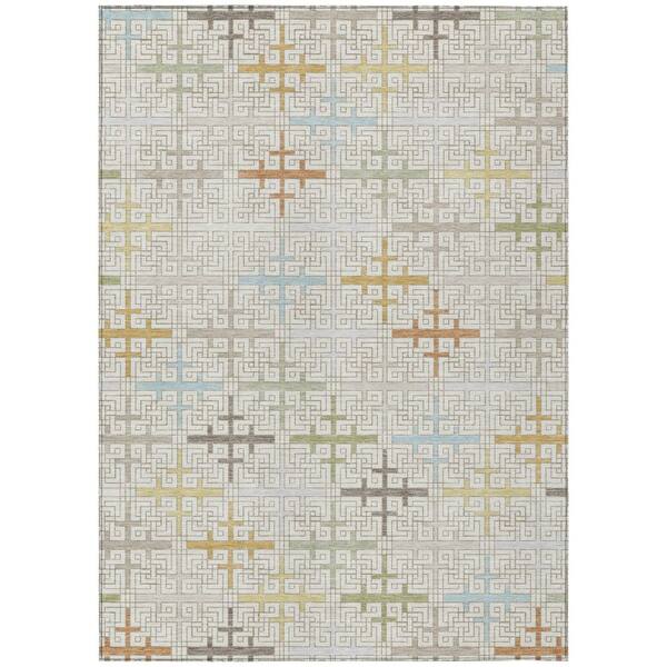 Chantille Machine Washable Indoor/Outdoor Abstract ACN2850 Ivory 5 ft. x 7 ft. 6 in. Area Rug