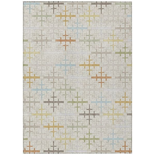 Chantille Machine Washable Indoor/Outdoor Abstract ACN2850 Ivory 8 ft. x 10 ft. Area Rug