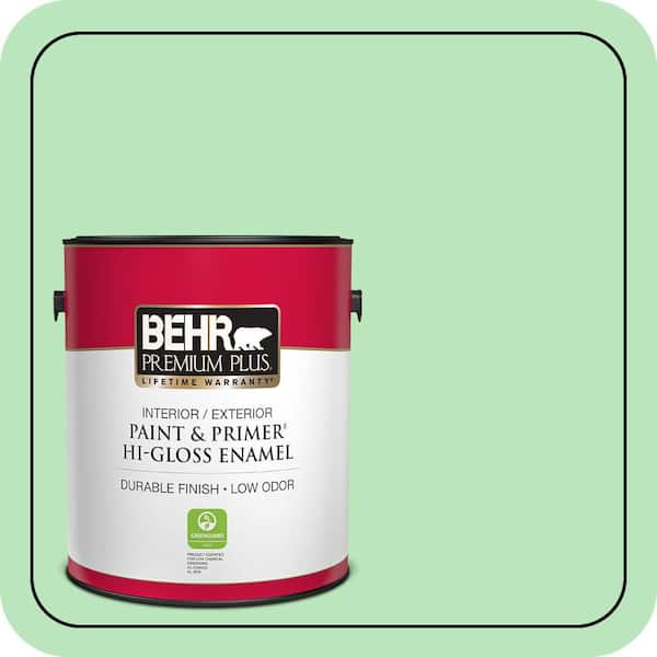 BEHR PREMIUM PLUS 1 gal. #P390-3 Mint Parfait Hi-Gloss Enamel Interior/Exterior Paint & Primer