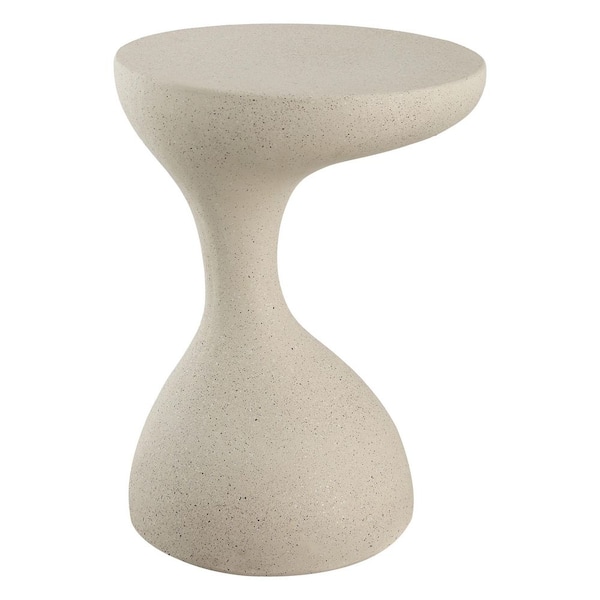 Boracay 19.75 in. Modern Minimalist Indoor/Outdoor Resin Drink Table, Cream Terrazzo