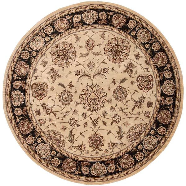 Nourison 2000 Beige 6 ft. x 6 ft. Bordered Traditional Round Area Rug