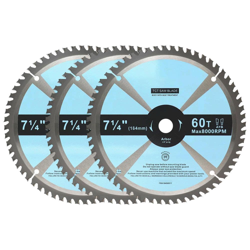 7-1/4 in. 60-Tooth Fine Finish Wood Cutting Tungsten Carbide Circular Saw Blade Accessory 3-Pack price history on PriceWatchPro