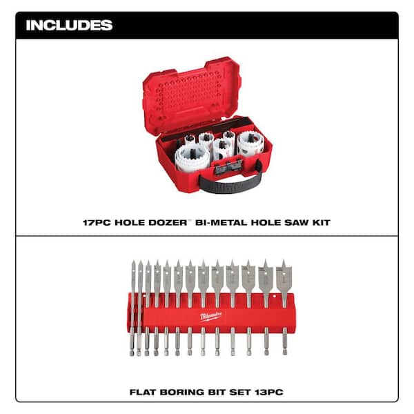 Hole Dozer General Purpose Bi-Metal Hole Saw Set with High Speed Wood Spade Bit Set (30-Piece)