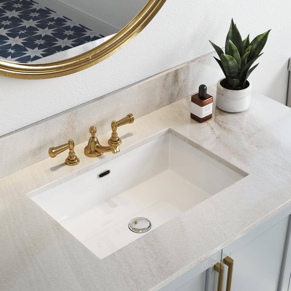 HOROW 23-5/8 in.Rectangle Undermount Bathroom Sink in White with ...