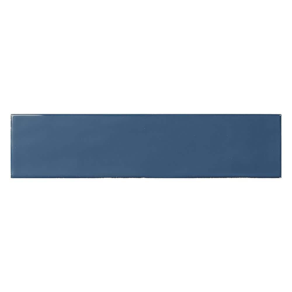 LuxeCraft 3 in. x 12 in. Blue Glazed Ceramic Subway Wall Tile Sample