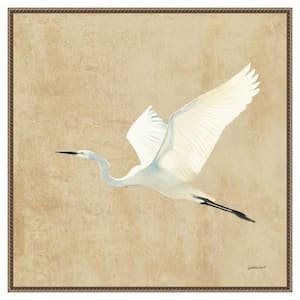 "Egret Alighting II Flipped" by Kathrine Lovell 1-Piece Floater Frame Giclee Animal Canvas Art Print 30 in. x 30 in.