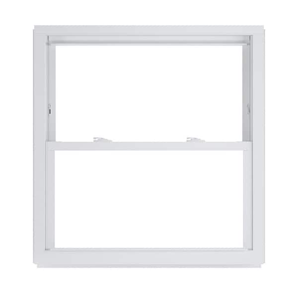 American Craftsman 35.25 in. x 35.75 in. 50 Series White Double Hung Low-E Argon Glass Vinyl Replacement Window, Screen Incl