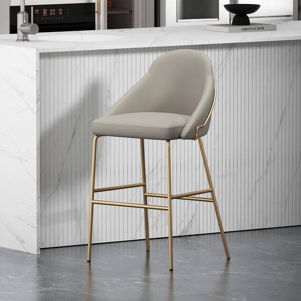 Manhattan Comfort Gracie 29.1 in. Modern Stone and Gold Metal