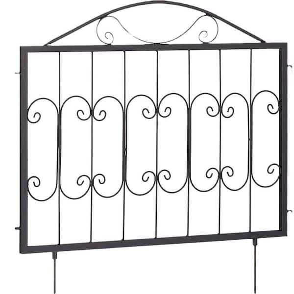 Mr. Garden 23.6 in. H x 23.6 in. W Black Outdoor Garden Wrought Iron Floor Pet Fence (1-Pack)