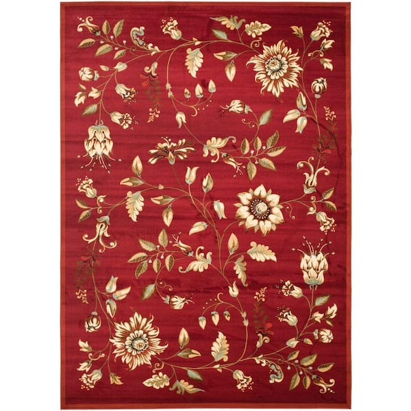 SAFAVIEH Lyndhurst Red/Multi 9 ft. x 12 ft. Border Floral Area Rug