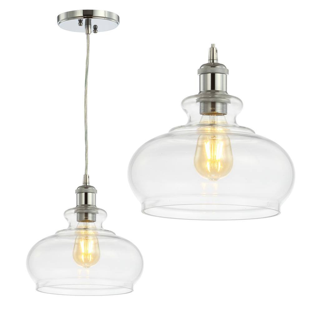Wyatt 9.5" Chrome Polished Clear Glass LED Pendant Light