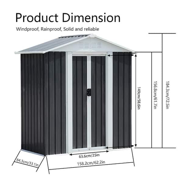 5 ft. W x 3 ft. D Metal Shed with Double Door (15 sq. ft. )