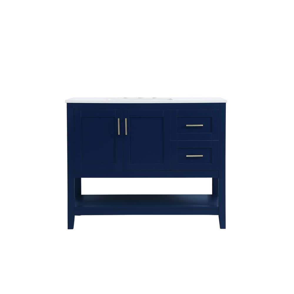 Timeless Home 42 in. W x 22 in. D x 34 in. H Single Bathroom Vanity in Blue