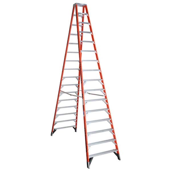 Werner 16 ft. Fiberglass Twin Step Ladder with 300 lb. Load Capacity Type IA Duty Rating