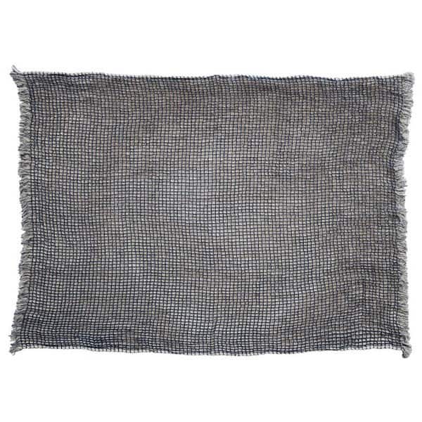 Storied Home Natural and Navy Cotton Throw Blanket