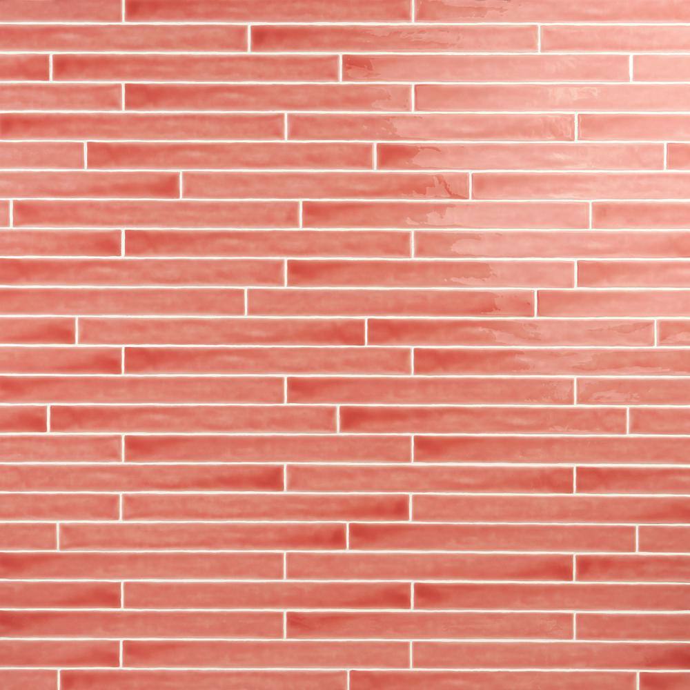 Charlotte Polished Pink Ceramic Subway Wall Tile 2" x 20"