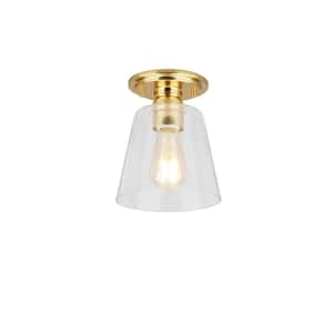 Gaspar 7 in. Brushed Brass Flush Mount Clear Glass