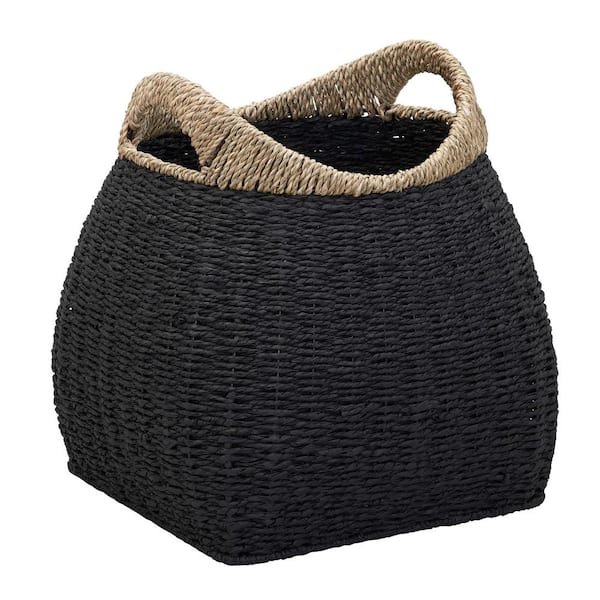 HOUSEHOLD ESSENTIALS Two Tone Paper Rope and Seagrass Handled Basket