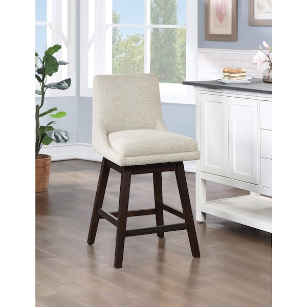Chilton 26 in. Sanchez Cement Fabric Swivel Counter Stool, 2-Pack