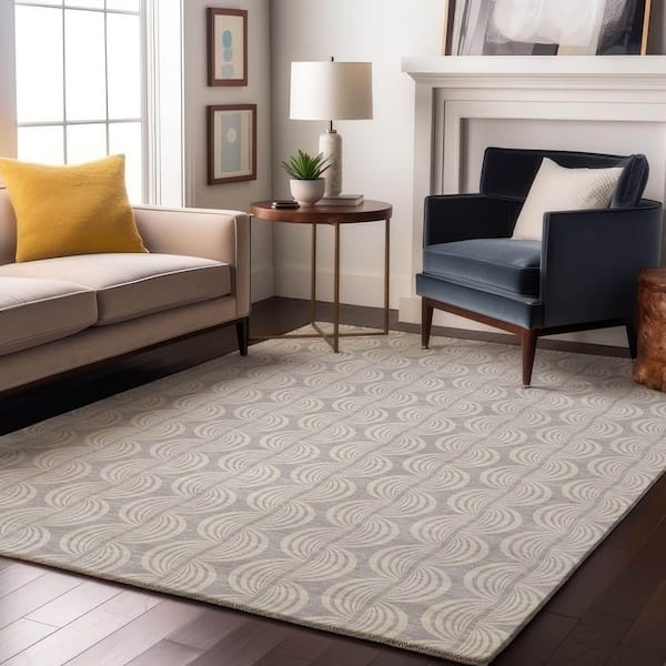 Addison Rugs Mayfield Premium Machine Washable Abstract AMF1056 Silver ...