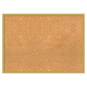 Svelte Polished Gold Wood Framed Natural Corkboard 29 in. x 21 in. Bulletin Board Memo Board