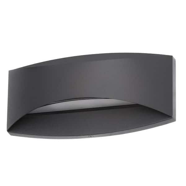 Greeleyville 5 in. 2-Light Sand Black Integrated LED Outdoor Wall Light Lantern Sconce with Frosted Glass