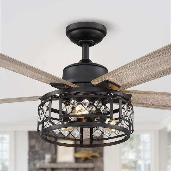 Parrot Uncle Divisadero 52 in. Indoor Oil Rubbed Bronze Crystal Ceiling Fan with Light Kit and Remote Control