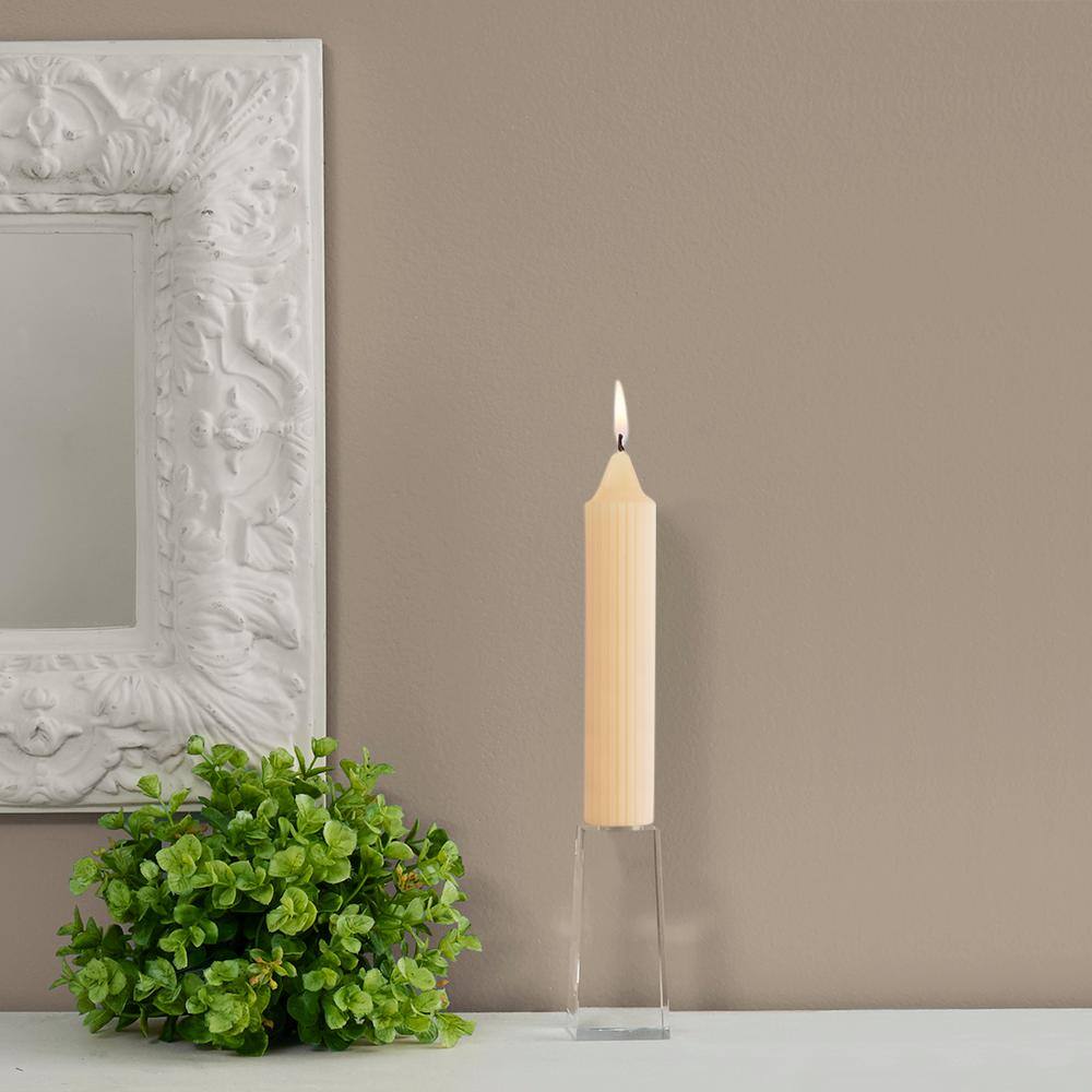Root Candles Unscented Beeswax Enhanced Dinner Candles - 7-Inch, Dusty Rose, Box Of 4, Grecian Collenette Design, Made In USA, Clean Burn