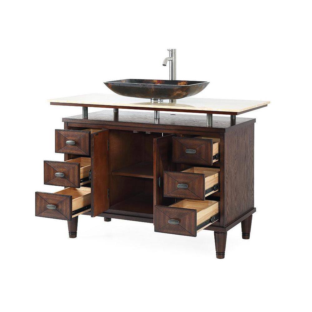 Verdana 48" Dark Brown Wood Bathroom Vanity with Yellow Marble Top
