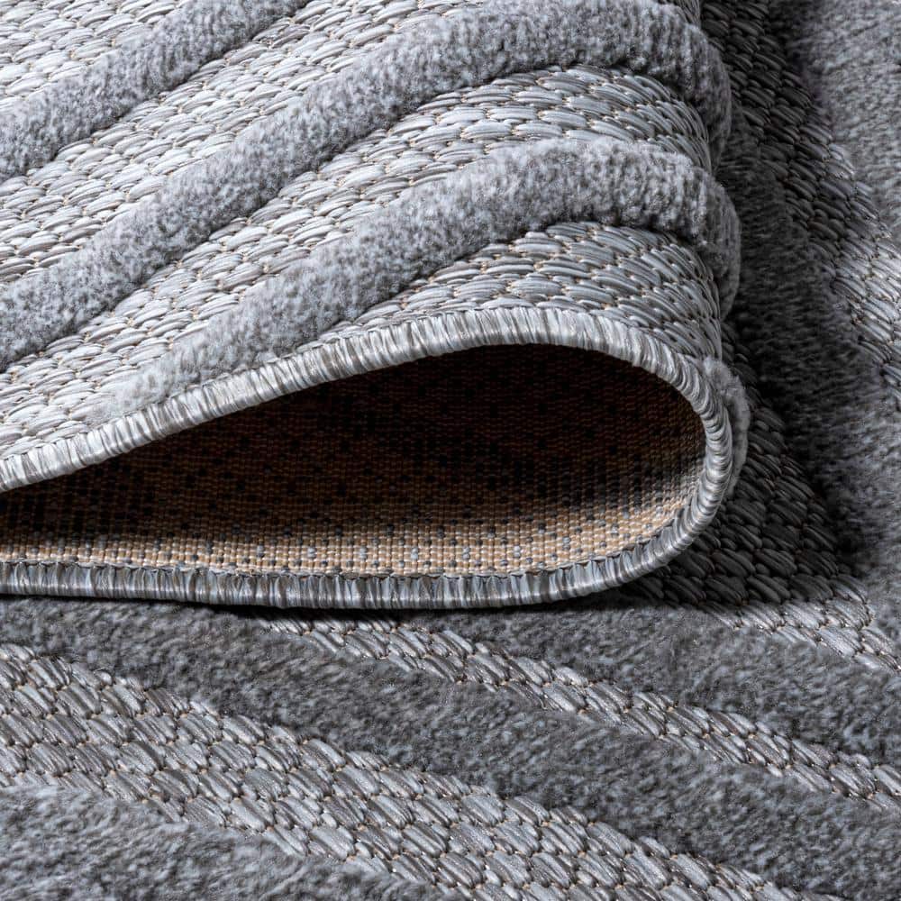 Handwoven Light Gray Moroccan Geometric 5' Square Area Rug