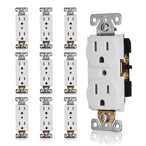 15 Amp 125-Volt Weather and Tamper-Resistant NEMA5-15R Wall Mount Duplex Outlet, White (10-Pack)