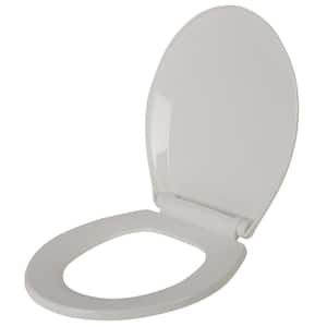 Deluxe Plastic Beveled Round Front Toilet Seat in White