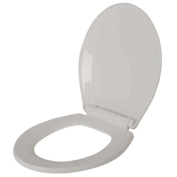 Bath Bliss Deluxe Plastic Beveled Round Front Toilet Seat in White