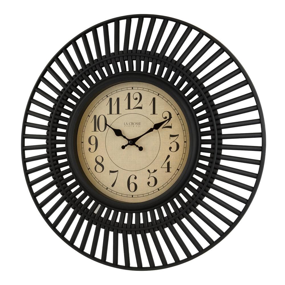 Covington 20-Inch Black Plastic Round Quartz Wall Clock