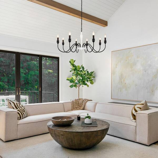 LWYTJO Marypaz 8-Light White/Black Dimmable Classic