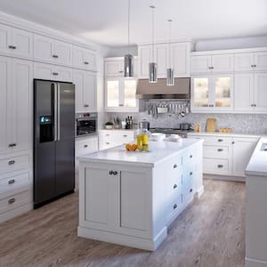 Wallace Painted Warm White Shaker Assembled Wall Kitchen Cabinet with Full Height Doors 24 in. W x 20 in. H x 14 in. D