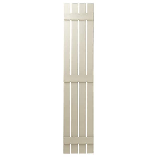 Ply Gem 16 in. x 81 in. Polypropylene 4 Board Open Board and Batten Shutters Pair in Sand Dollar