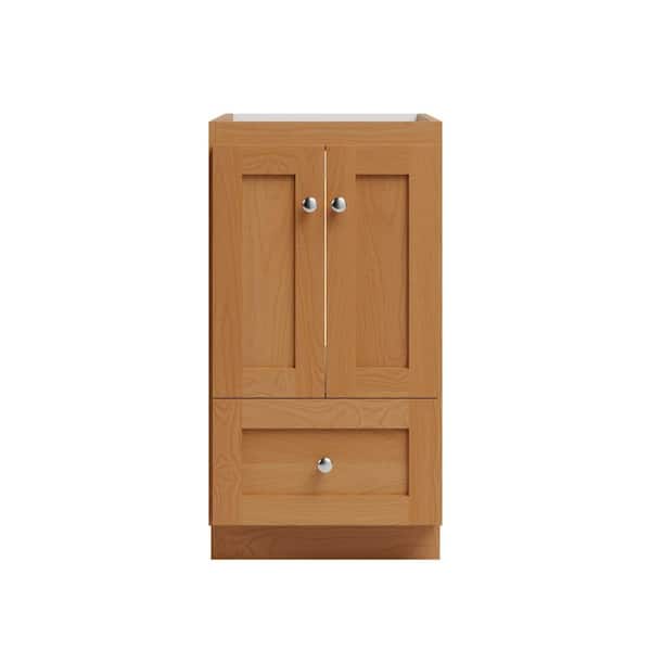 Shaker 18 in. W x 21 in. D x 34.5 in. H Bath Vanity Cabinet without Top in Natural Alder