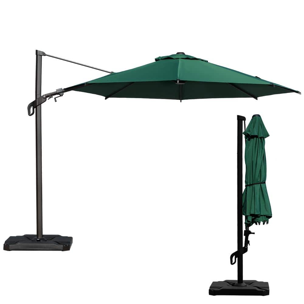 Abba Patio 10 ft. Steel Push-Up Patio Umbrella in Dark Green VIENA ...