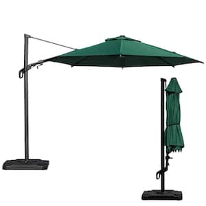10 ft. Steel Push-Up Patio Umbrella in Dark Green