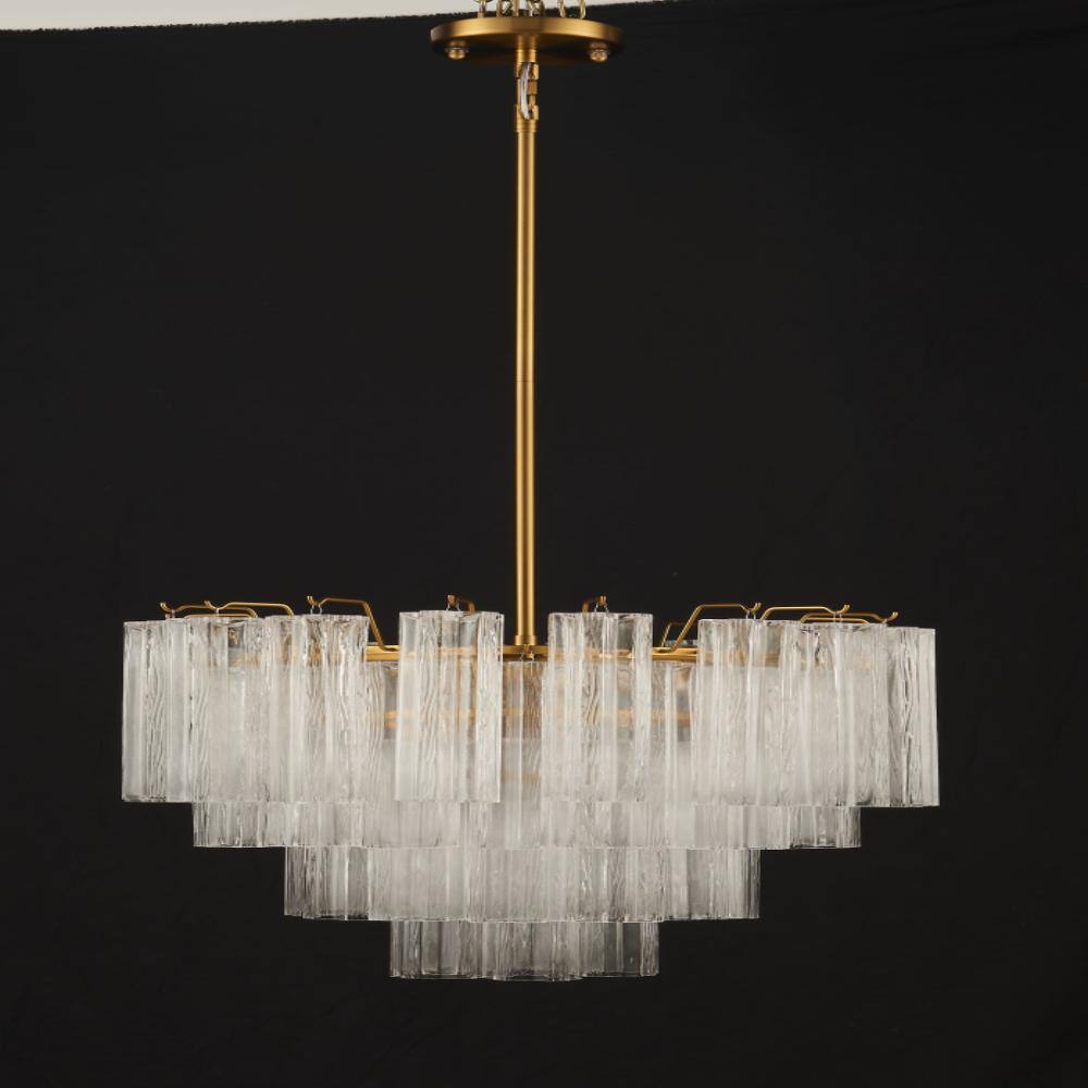 24 in. 8-Light Dimmable Brass Round Kitchen Island Chandelier with Clear Glass Shade for Living Room price history on PriceWatchPro