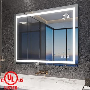 Classic 40 in. W x 32 in. H Rectangular Frameless Anti-Fog LED Light Wall Bathroom Vanity Mirror Front Light
