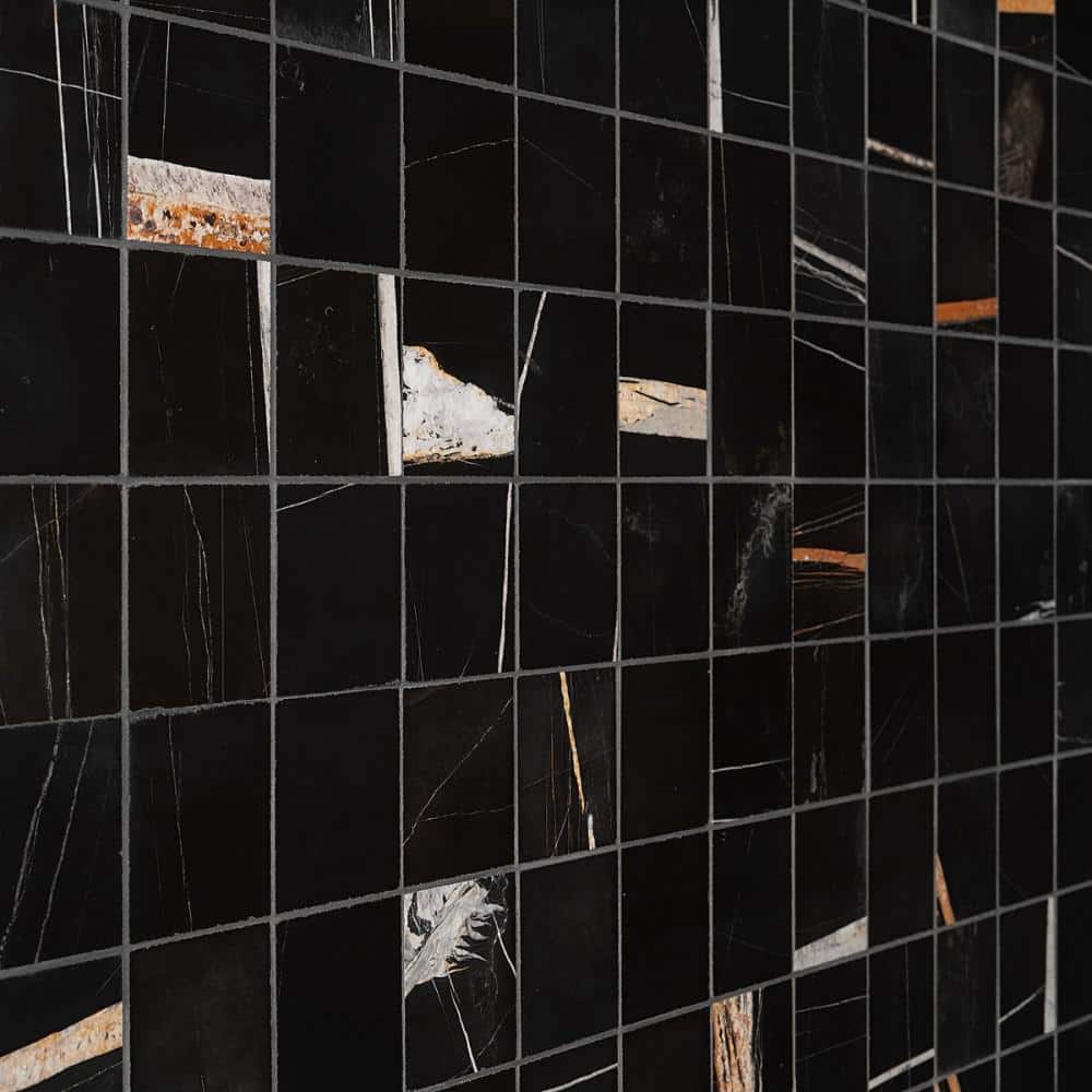 Dorato Nero 4 in. x 0.39 in. Honed Marble Floor and Wall Mosaic Tile Sample price history on PriceWatchPro