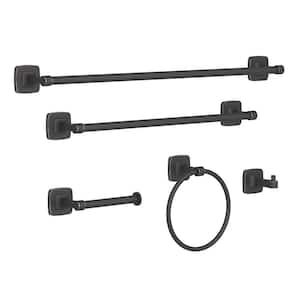 5-Piece Bath Hardware Set with Towel Ring Toilet Paper Holder Robe Hook 18 in. Towel Bar and 24 in. Towel Bar in ORB