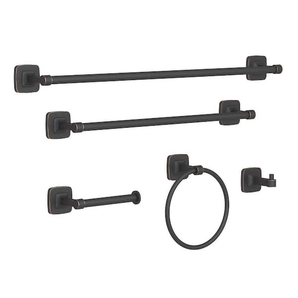 HOMLUX 5-Piece Bath Hardware Set with Towel Ring Toilet Paper Holder Robe Hook 18 in. Towel Bar and 24 in. Towel Bar in ORB