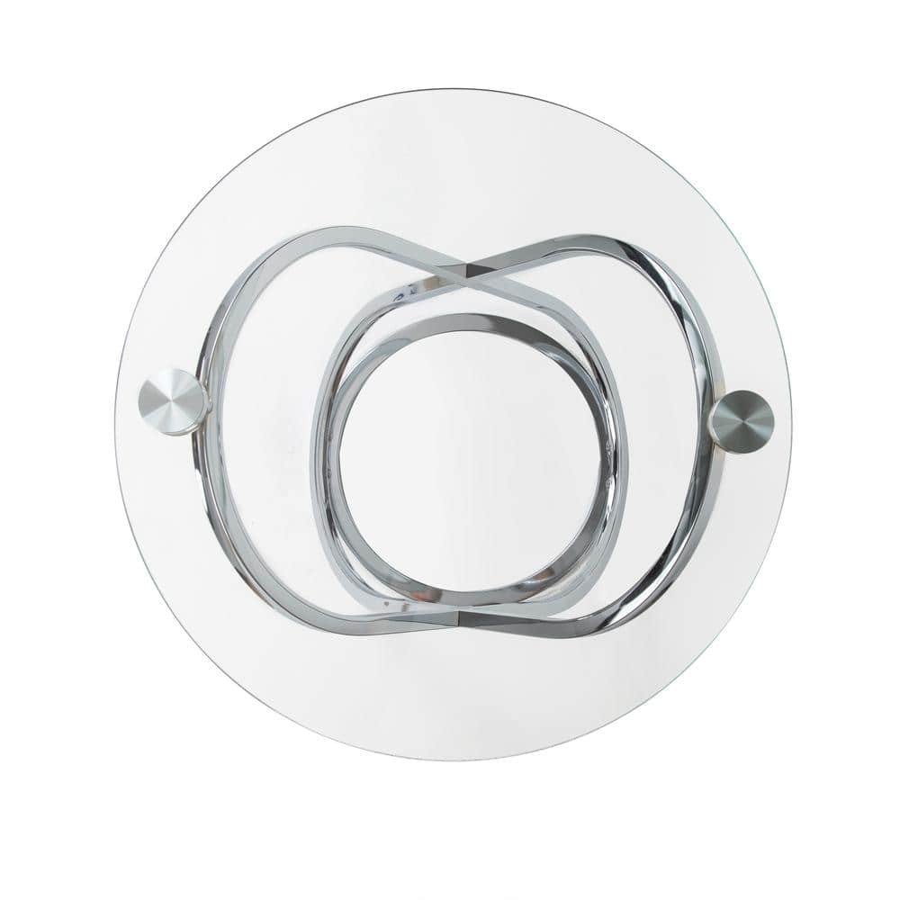 Small Round Chrome and Glass Accent Table