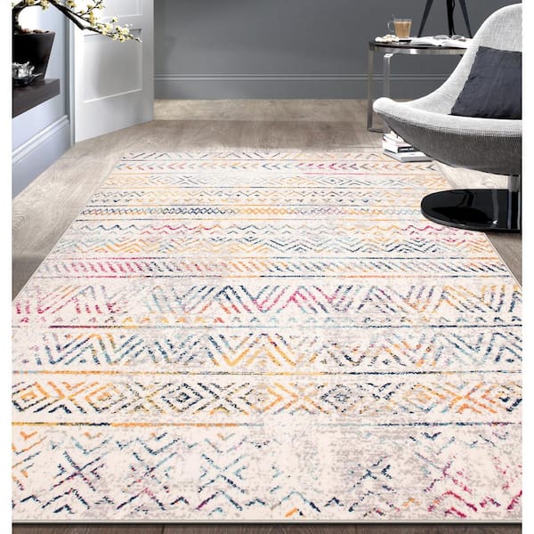 Geometric Distressed Bohemian 5 ft. x 7 ft. Multi Area Rug