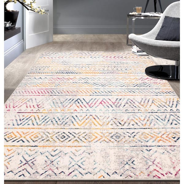 Geometric Distressed Bohemian 7 ft. 10 in. x 10 ft. Multi Area Rug