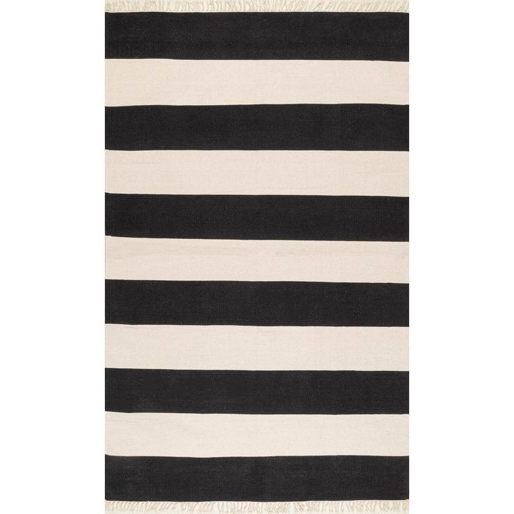 nuLOOM Ashlee Striped Coastal Black 5 ft. x 8 ft. Area Rug KPSB01B508