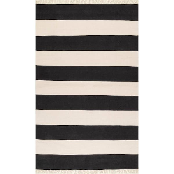 nuLOOM Ashlee Striped Coastal Black 8 ft. x 10 ft. Area Rug